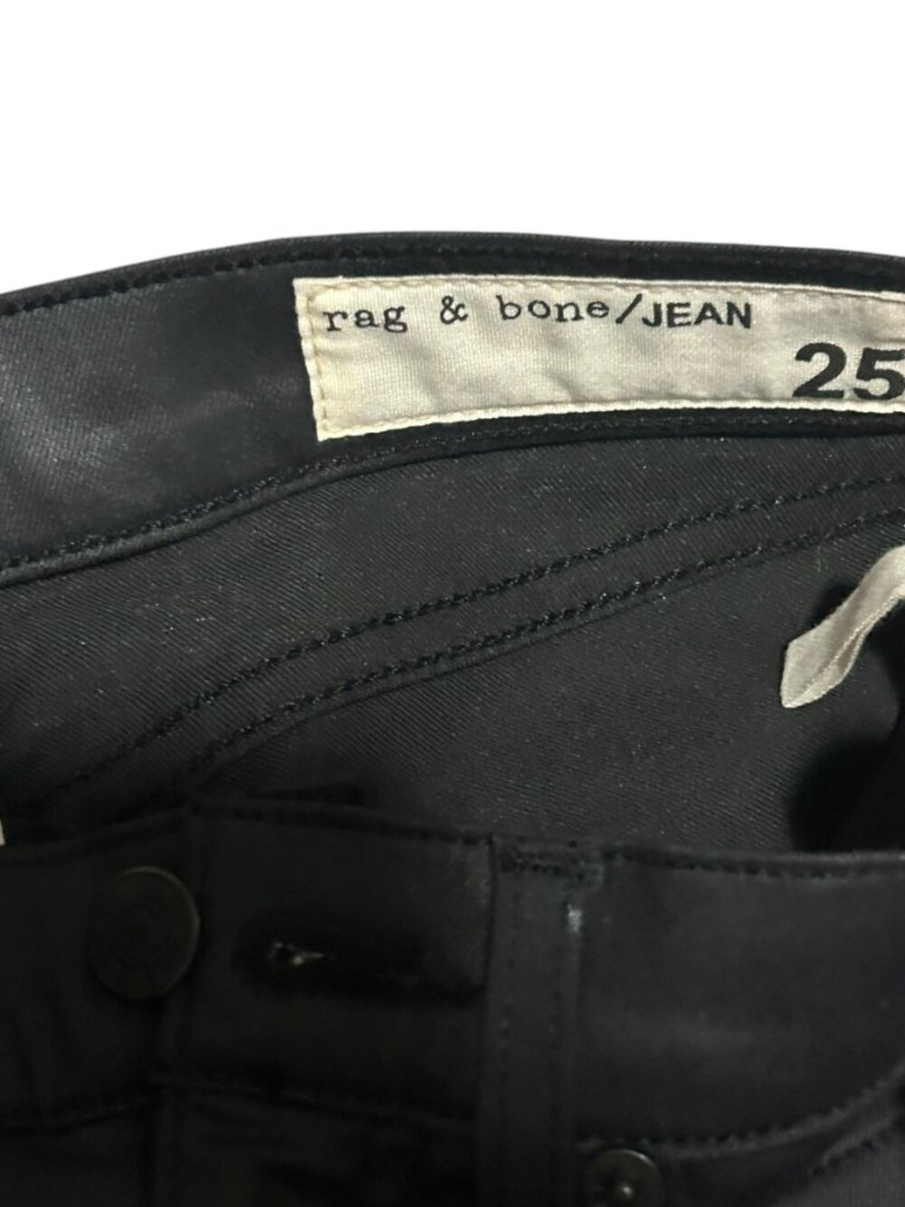 Black Rag & Bone Coated Sleek Jeans - Picture 4 of 5
